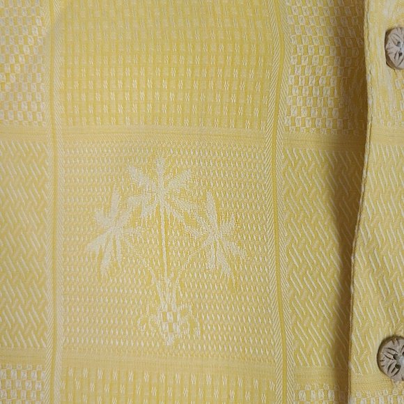 Tommy Bahama Shirt Mens Large Silk Yellow Hawaiian Button Up Short Sleeve Beach - Picture 6 of 9
